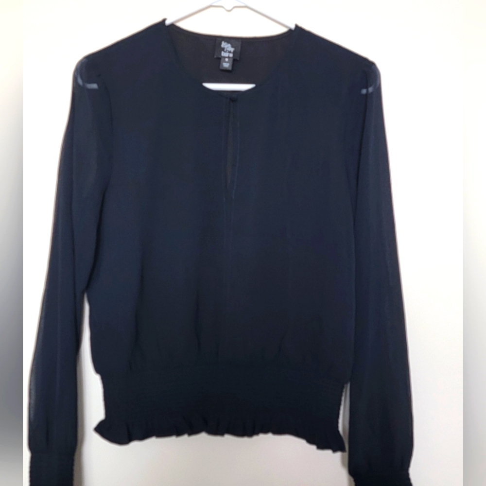 Bar III Black Blouse with Ruffle Hem